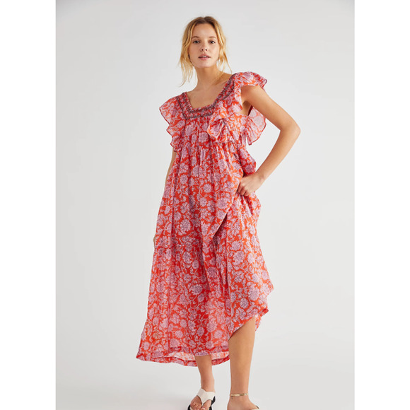 Free People Women's Dress Bonita Printed Midi Sundress Pop Combo Size Small - Picture 4 of 12